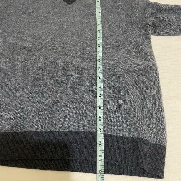 Express Mens Large Wool Cashmere Blend Long Sleeve Blue Sweater PullOver V-Neck - Picture 6 of 7